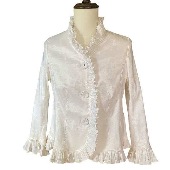 Ruffled Jerry T white blazer SZ L - Picture 8 of 8